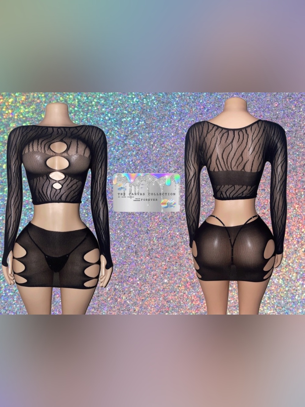 EXOTIC DANCEWEAR: Black 3 PIECE SET & MATCHING PASTIES
